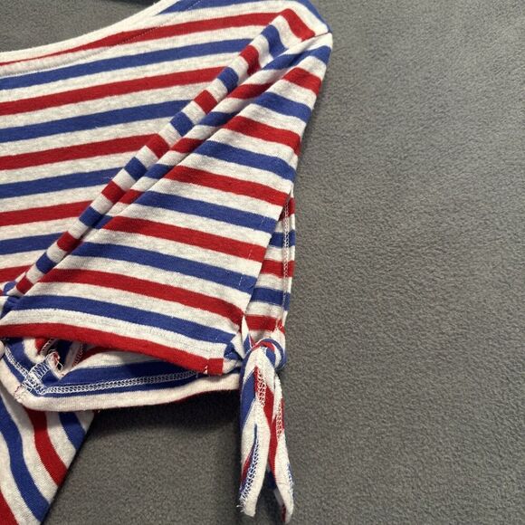 Talbots Linen Blend Top Plus Size 1X Red White Blue Striped Tee 4th of July - Picture 4 of 7